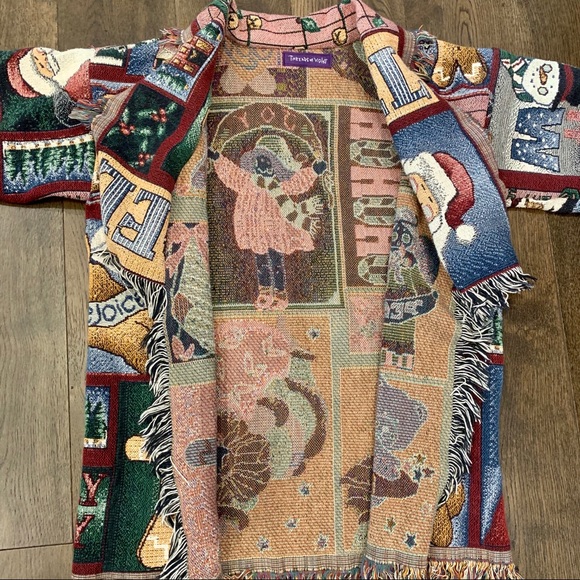 Christmas Woven Tapestry Coat size XL - Picture 12 of 15